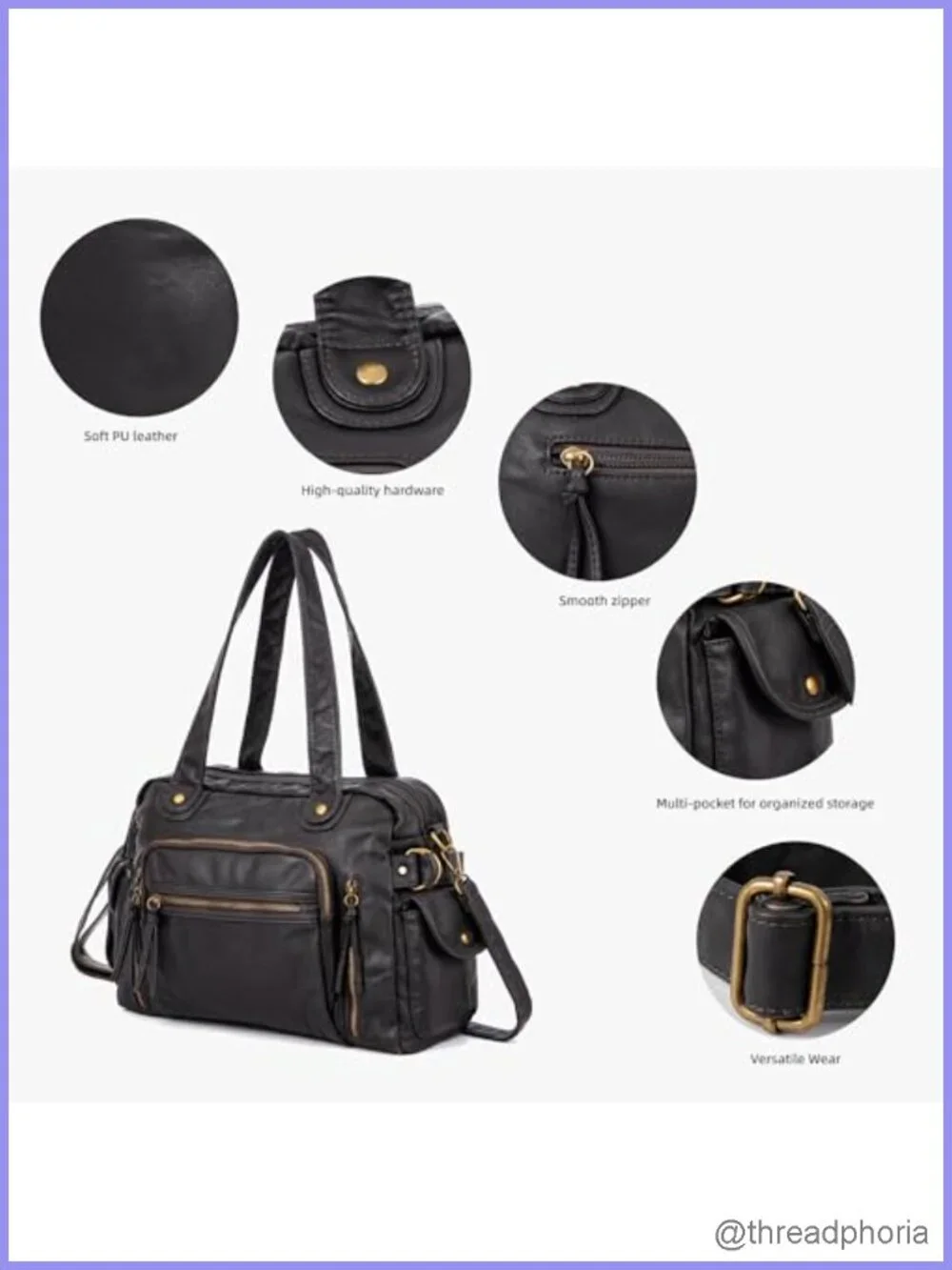 Large Hobo Handbag Slouchy Shoulder Bag Tote Y2K Purse Faux Leather